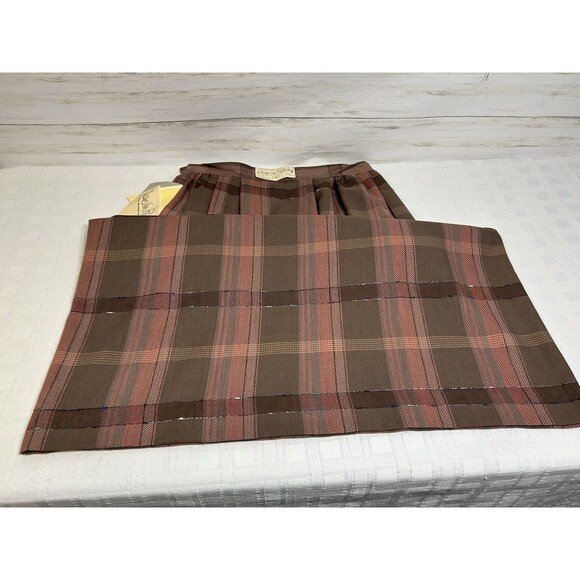 VINTAGE NWT! New Diane Von Furstenberg 12 Womens Long Pleated Plaid A-LINE Skirt - Picture 12 of 16